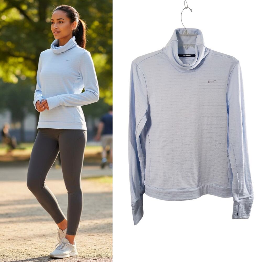 Nike Running Therma-Fit Swift Turtleneck Top Wmn's S Blue Long Sleeve Pullover